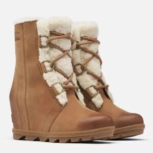 Sorel Joan of Arctic Wedge II Shearling Boot Camel Brown Size 10